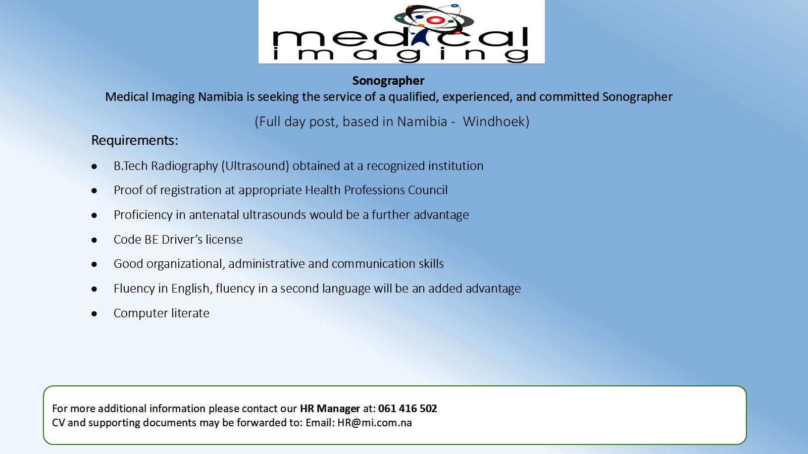 advertisement of sonographer post
